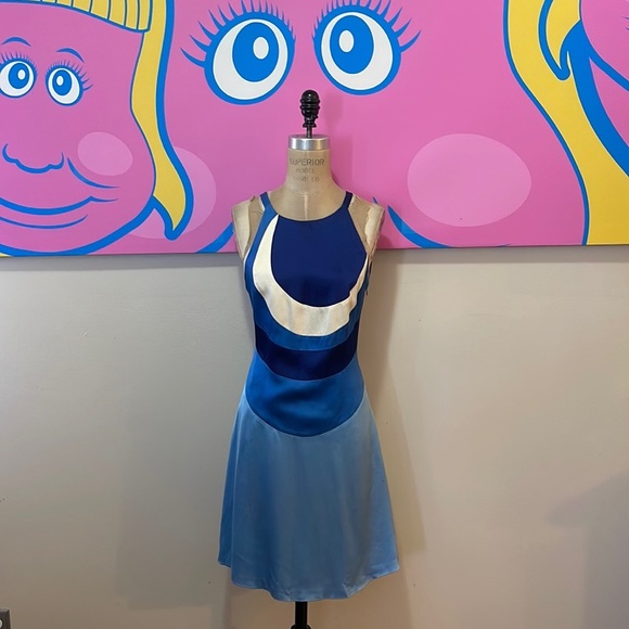 Moschino Cheap Chic Blue White Satin Dress - Picture 1 of 10